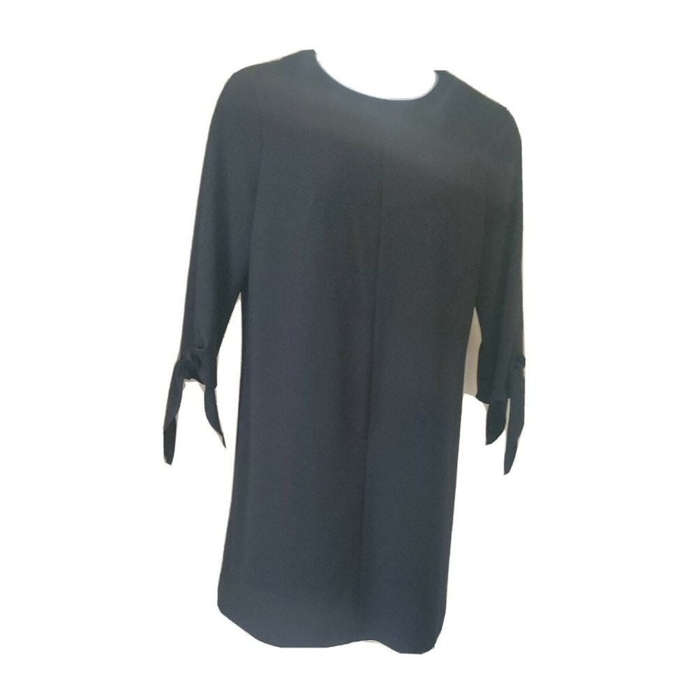 Ronni Nicole Black Shift Dress Polyester Size 14 Tie Sleeves